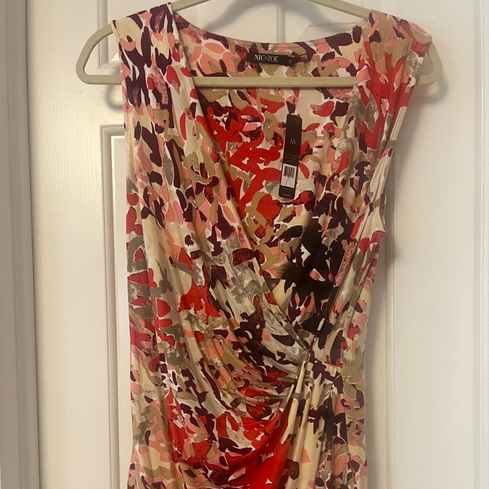 NIC+ZOE Red and Cream Patterned Tunic